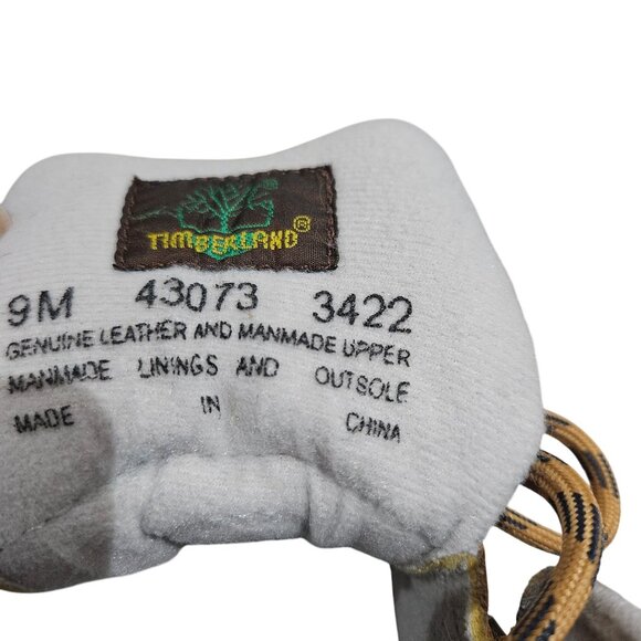 Timberland Mens 9M Tan & Blue Leather/Nylon Hiking Boots With Logo Embroidery & - Picture 3 of 11